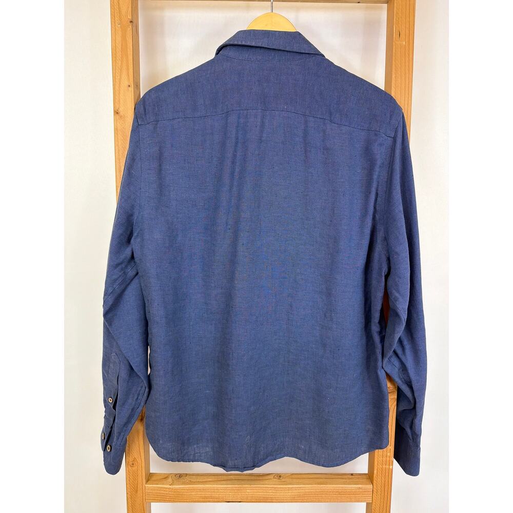 UNTUCKit Blue 100% Linen Wrinkle Resistant Long-Sleeve Button-Up Shirt SZ MD - Picture 4 of 7